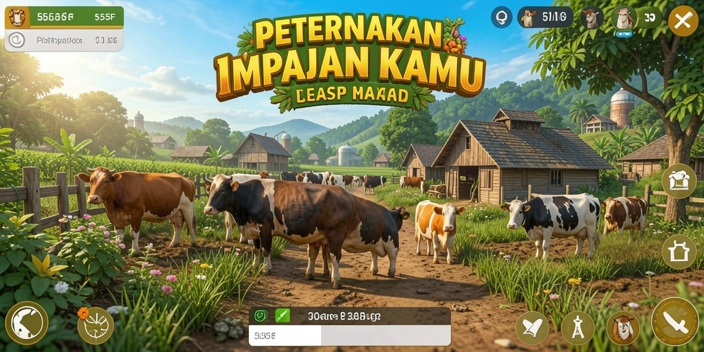 Tangkapan layar menampilkan gameplay menggembirakan di dunia pertanian.