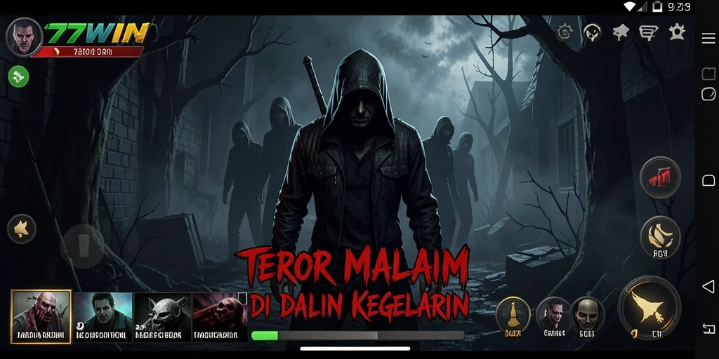 Screenshot gameplay 77WIN menampilkan ketegangan dan suasana Horror yang mendalam.