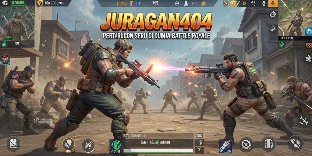 Screenshot JURAGAN404 menampilkan aksi Battle Royale yang mendebarkan.