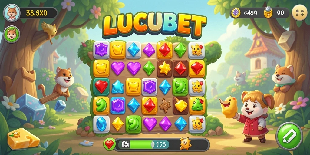 Tangkapan layar LUCUBET menunjukkan gameplay yang seru dan penuh warna.