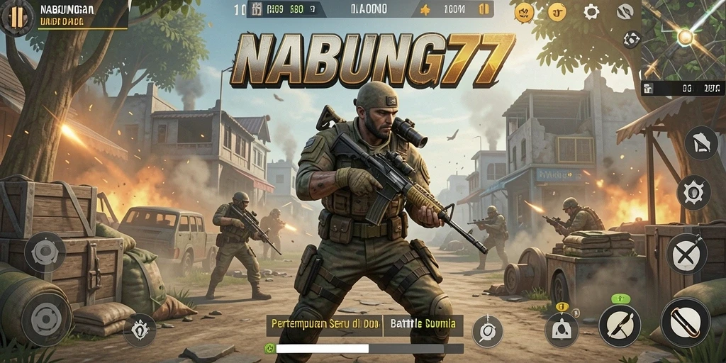 Tangkapan layar gameplay NABUNG77 yang memperlihatkan aksi pertempuran seru.