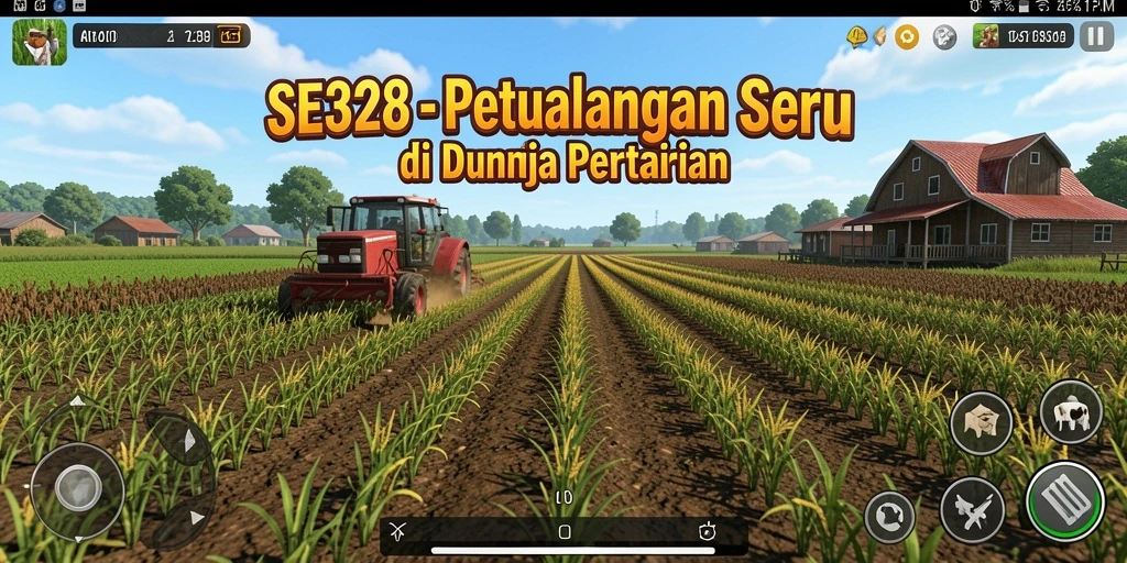 Screenshot SE328 menampilkan aktivitas bertani dengan tanaman yang subur.